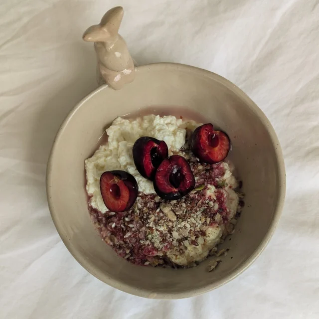 Homemade food always feeds you better ?? Cottage cheese (milk + kefir) Cranberry jam (cranberries + Ceylon cinnamon + honey) Seed cycling Cherries (or whatever you love and have) Bowl full of proteins, fibers